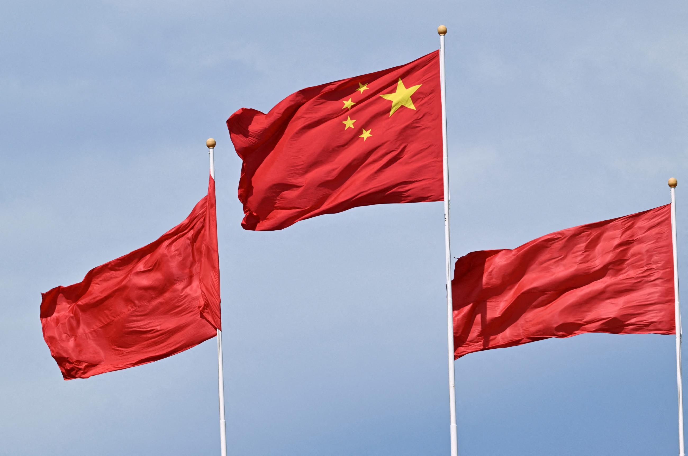 A Chinese national flag flutters, during the Forum on China-Africa Cooperation summit at the Great Hall of the People.